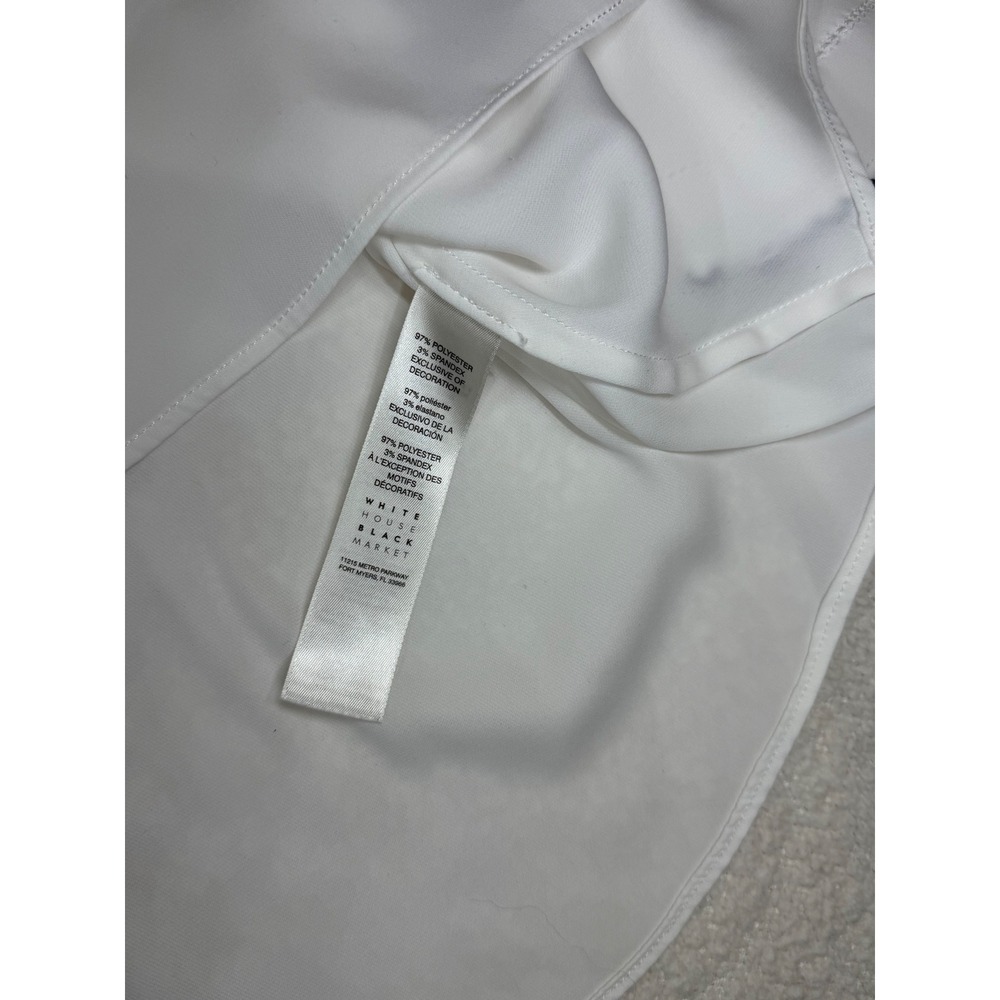White House Black Market Ric Rac Trim Tiered Bell Sleeve V-Neck Blouse White 10 - Picture 7 of 8